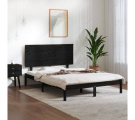 Cadru pat small double 4ft, negru, 120x190 cm, lemn masiv