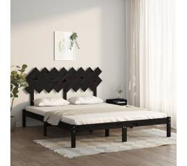 Cadru de pat, negru, 160x200 cm, lemn masiv
