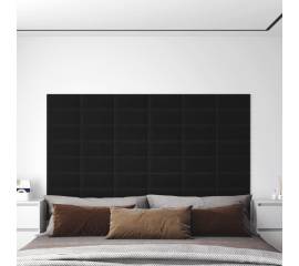 Panouri de perete 12 buc. negru 30x15 cm textil 0,54 m²