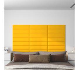 Panouri de perete 12 buc. galben 60x15 cm catifea 1,08 m²