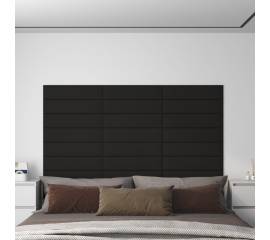 Panouri de perete 12 buc. negru 60x15 cm textil 1,08 m²