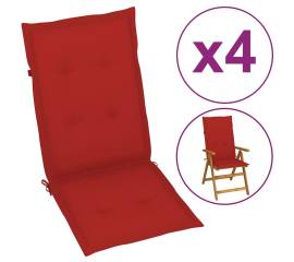 Perne scaun de grădină, 4 buc, roșu, 120x50x3 cm