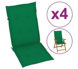 Perne scaun de grădină, 4 buc, verde, 120x50x3 cm