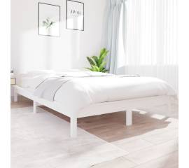 Cadru de pat king size 5ft, alb, 150x200 cm, lemn masiv de pin