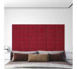 Panouri de perete 12 buc. roșu vin 30x15 cm catifea 0,54 m²