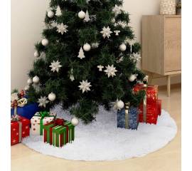 Covor fustă brad crăciun cu șosetă alb 122 cm blană artificială