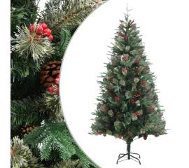 Brad de crăciun cu conuri de pin, verde, 225 cm, pvc&pe