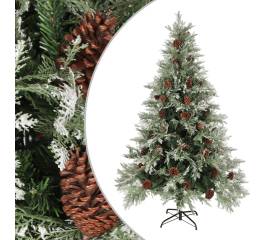Brad de crăciun cu conuri de pin, verde/alb, 120 cm, pvc&pe