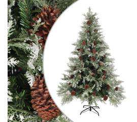 Brad de crăciun cu conuri de pin, verde/alb, 150 cm, pvc&pe