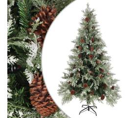 Brad de crăciun cu conuri de pin, verde/alb, 195 cm, pvc&pe