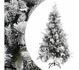 Brad de crăciun cu zăpadă & conuri, 225 cm, pvc&pe