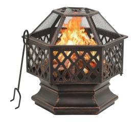 Vatră de foc rustică, cu vătrai 62x54x56 cm oțel, xxl