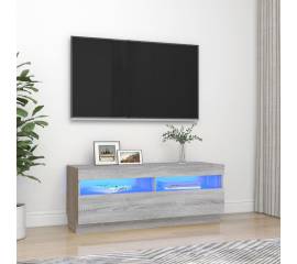 Comodă tv cu lumini led, gri sonoma, 100x35x40 cm
