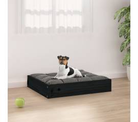 Pat pentru câini, negru, 51,5x44x9 cm, lemn masiv de pin