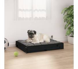 Pat pentru câini, negru, 61,5x49x9 cm, lemn masiv de pin