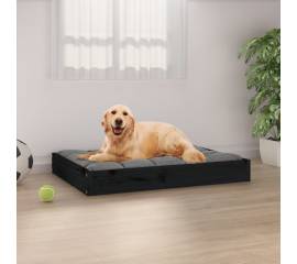 Pat pentru câini, negru, 71,5x54x9 cm, lemn masiv de pin