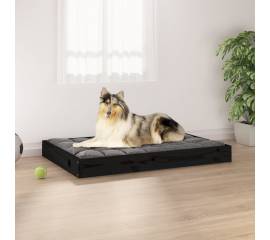 Pat pentru câini, negru, 91,5x64x9 cm, lemn masiv de pin