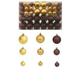 Set globuri de crăciun 100 buc. 3/4/6 cm, maro/bronz/auriu