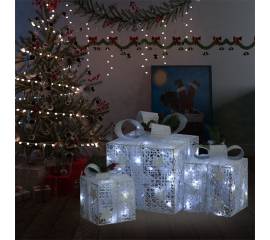 Cutii cadou de crăciun decor 3 buc. argintiu exterior/interior