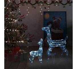 Decorațiune de crăciun familie de reni 160 led alb rece acril