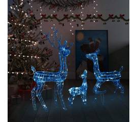 Decorațiune de crăciun familie reni 300 led-uri albastru acril