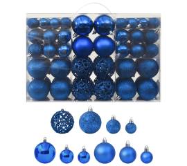 Set de globuri de crăciun, 100 piese, albastru