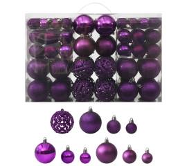 Set globuri de crăciun, 100 piese, violet