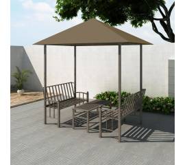 Pavilion grădină masă/bănci, gri taupe, 2,5x1,5x2,4 m, 180 g/m²