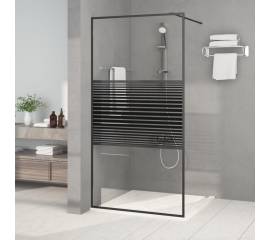 Paravan de duș walk-in negru 100x195 cm sticlă esg transparentă