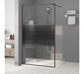 Paravan de duș walk-in negru 115x195 cm sticlă esg transparentă