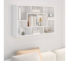 Raft de perete, alb extralucios, 85x16x52,5 cm, lemn compozit