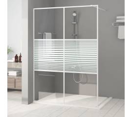 Perete de duș walk-in, alb, 140x195 cm, sticlă esg transparentă
