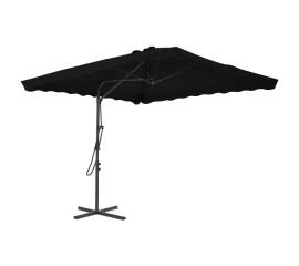 Umbrelă de exterior cu stâlp din oțel, negru, 250x250x230 cm