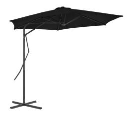 Umbrelă de exterior cu stâlp din oțel, negru, 300x230 cm