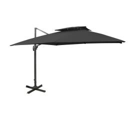 Umbrelă suspendată cu înveliș dublu, negru, 300x300 cm