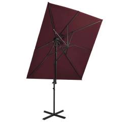 Umbrelă suspendată cu înveliș dublu, roșu bordo, 250x250 cm