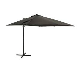 Umbrelă suspendată cu stâlp și led-uri, antracit, 250 cm