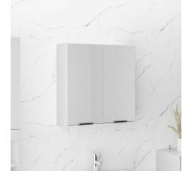 Dulap de baie cu oglindă, alb extralucios, 64x20x67 cm