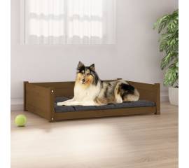 Pat pentru câini, maro, 95,5x65,5x28 cm, lemn masiv de pin