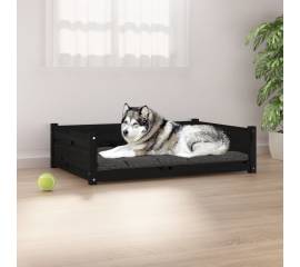 Pat pentru câini, negru, 105,5x75,5x28 cm, lemn masiv de pin