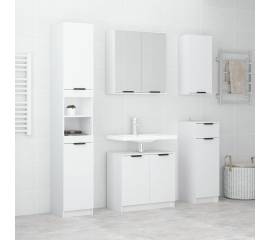 Set dulapuri de baie, 5 piese, alb, lemn prelucrat