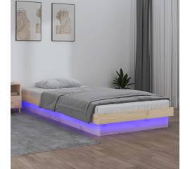 Cadru de pat cu led, single 3ft, 90x190 cm, lemn masiv