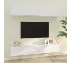 Dulapuri tv de perete, 4 buc., alb extralucios, 100x30x30 cm