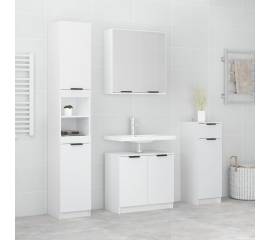 Set dulapuri de baie, 4 piese, alb, lemn prelucrat