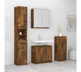 Set dulapuri de baie, 4 piese, stejar fumuriu, lemn prelucrat