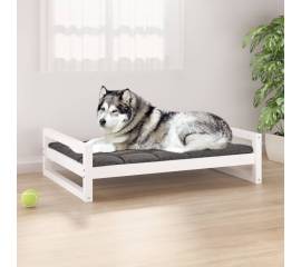 Pat pentru câini, alb, 105,5x75,5x28 cm, lemn masiv de pin