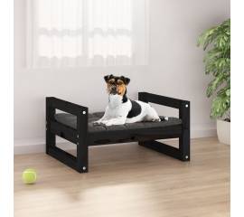 Pat pentru câini, negru, 55,5x45,5x28 cm, lemn masiv de pin