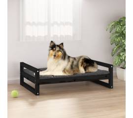 Pat pentru câini, negru, 95,5x65,5x28 cm, lemn masiv de pin