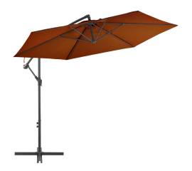 Umbrelă suspendată cu stâlp din aluminiu, cărămiziu, 300 cm