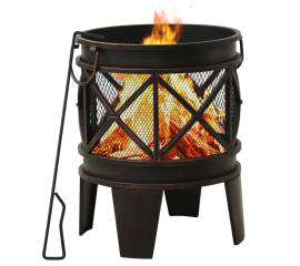 Vatră de foc rustică, cu vătrai, Φ42x54 cm, oțel